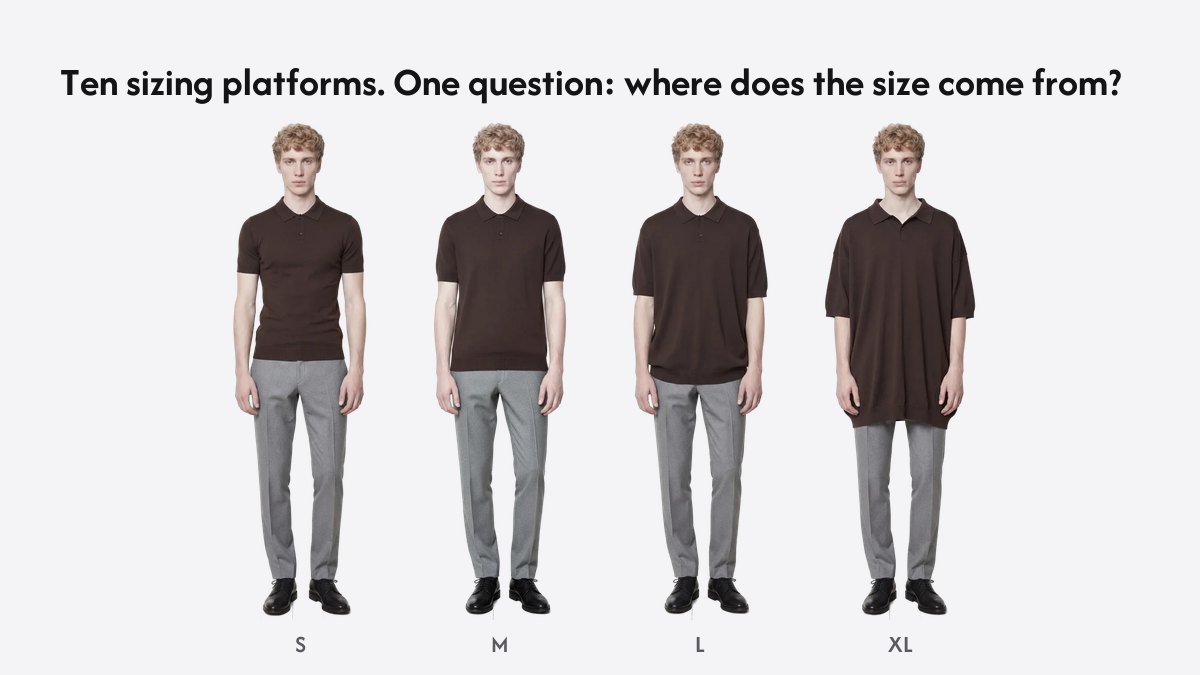 The same shopper rendered in a size M and a size L of the same polo, front view