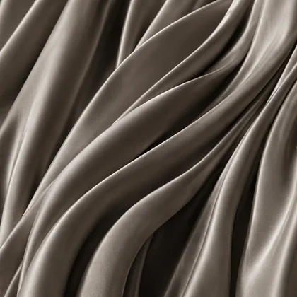 Grey satin falling in folds